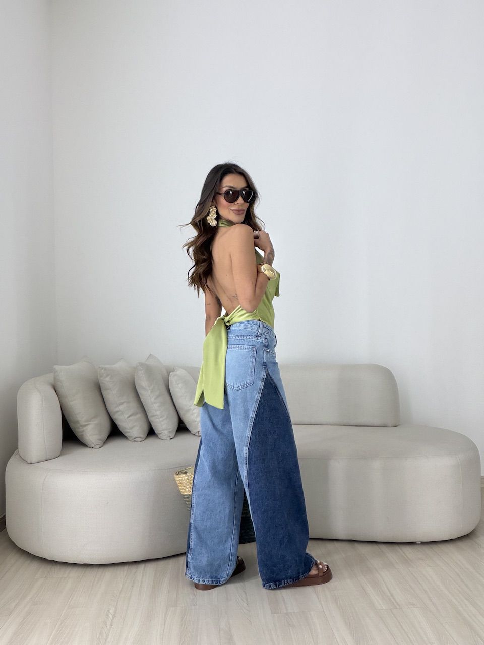 BLUSA FÁTIMA ACETINADA VERDE