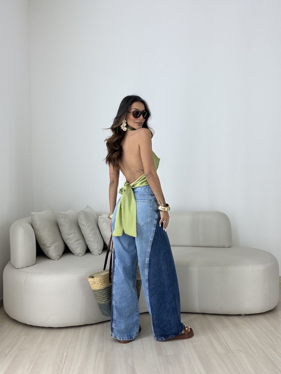 BLUSA FÁTIMA ACETINADA VERDE