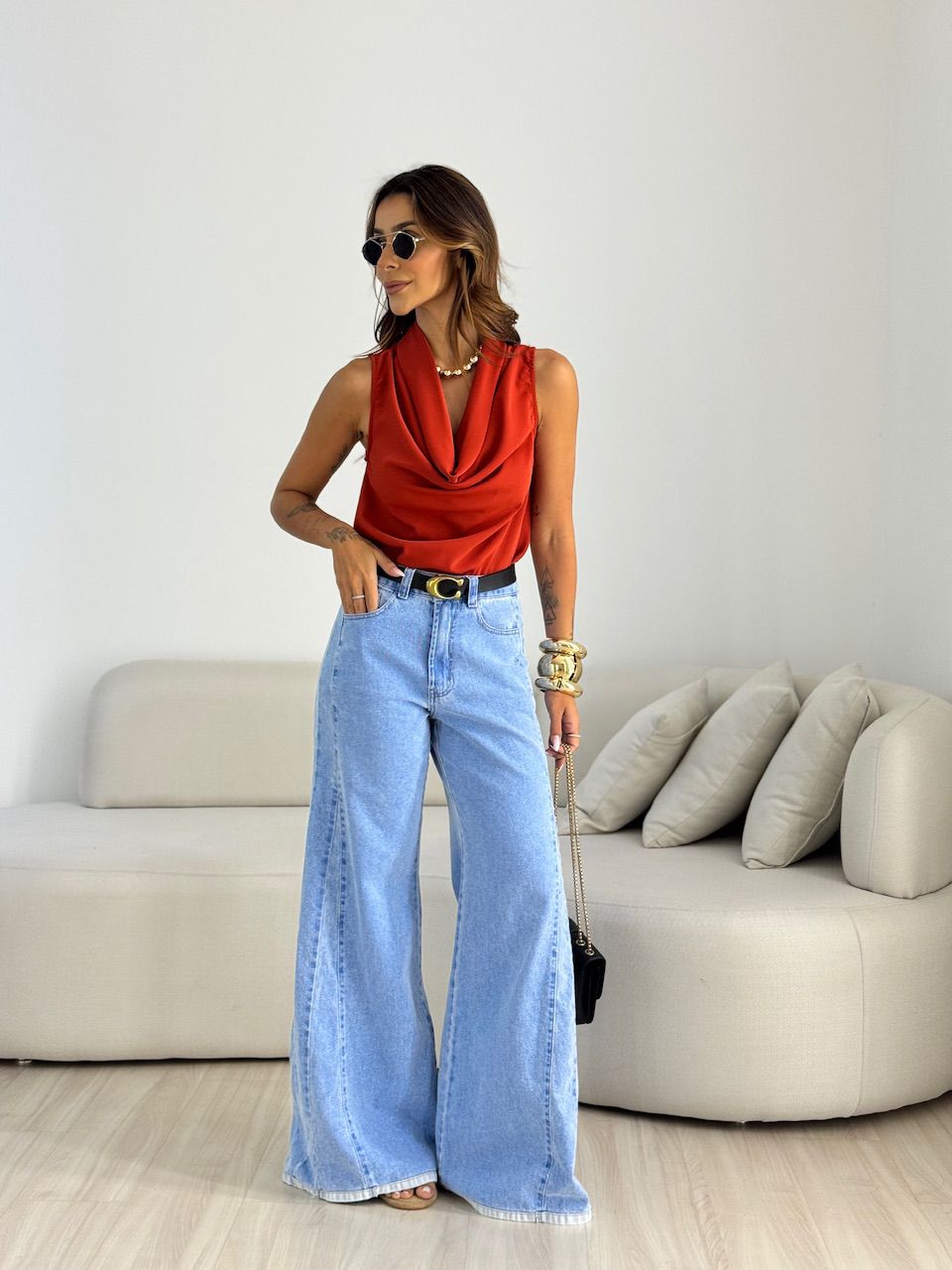 BLUSA RITA DECOTE TERRA COTA 