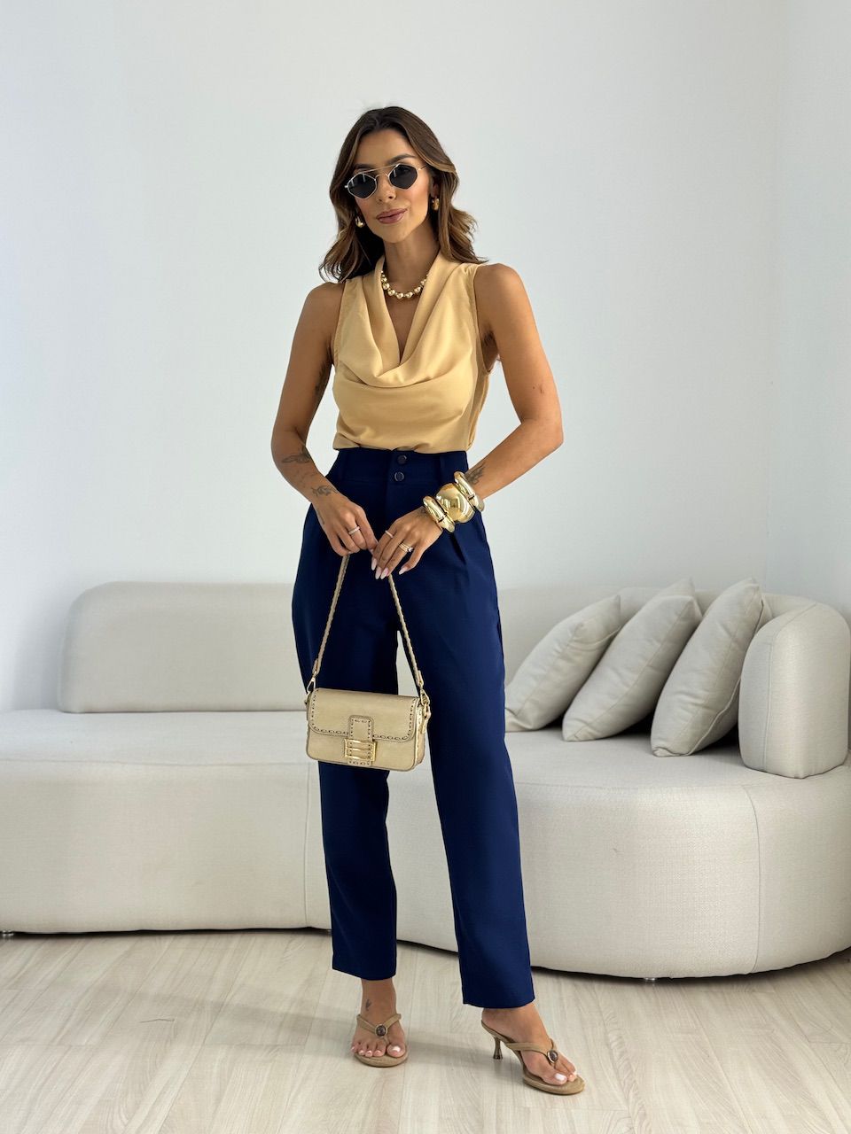 CALÇA ADA CENOURA MARINHO