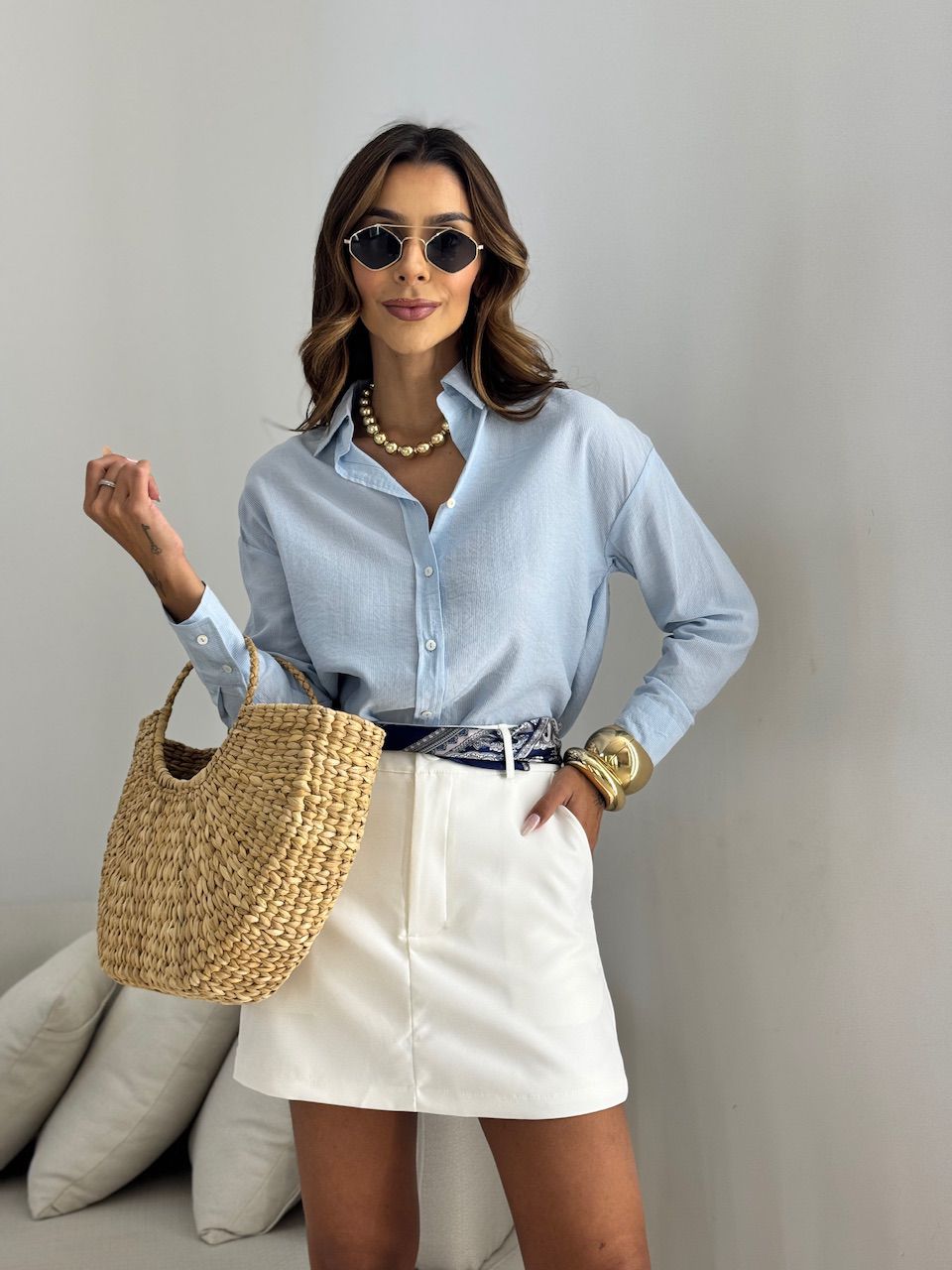 CAMISA FERNANDA OVER AZUL