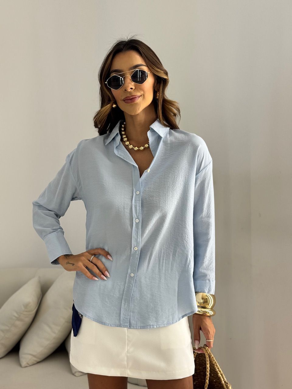 CAMISA FERNANDA OVER AZUL