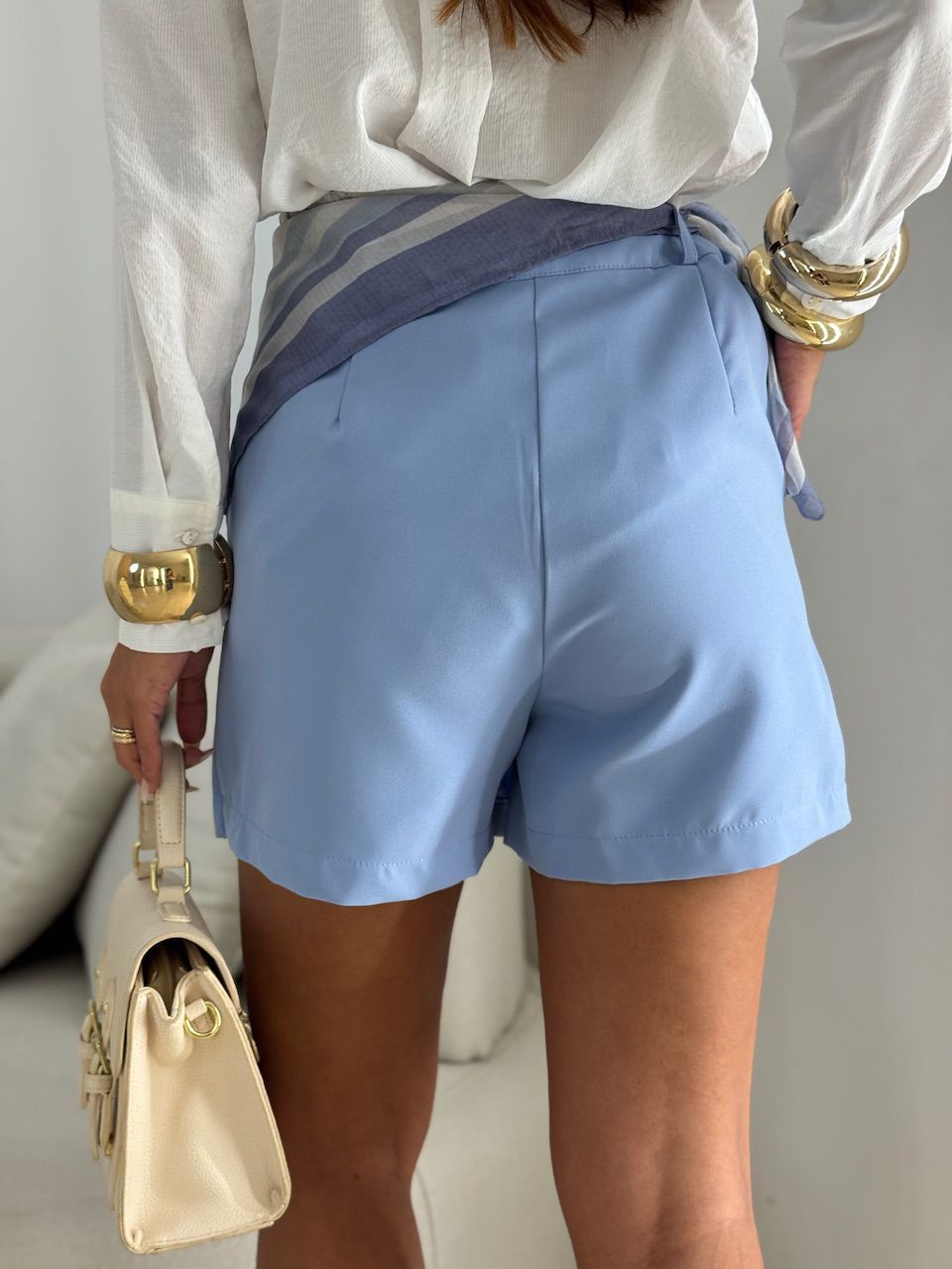 SHORT SAIA IRINA ALFAIATARIA AZUL