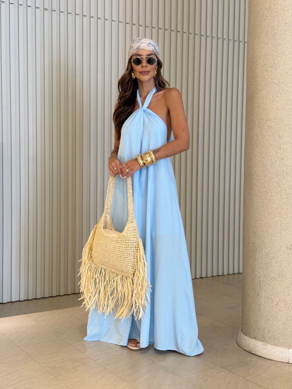 VESTIDO HANNA LONGO BABY BLUE
