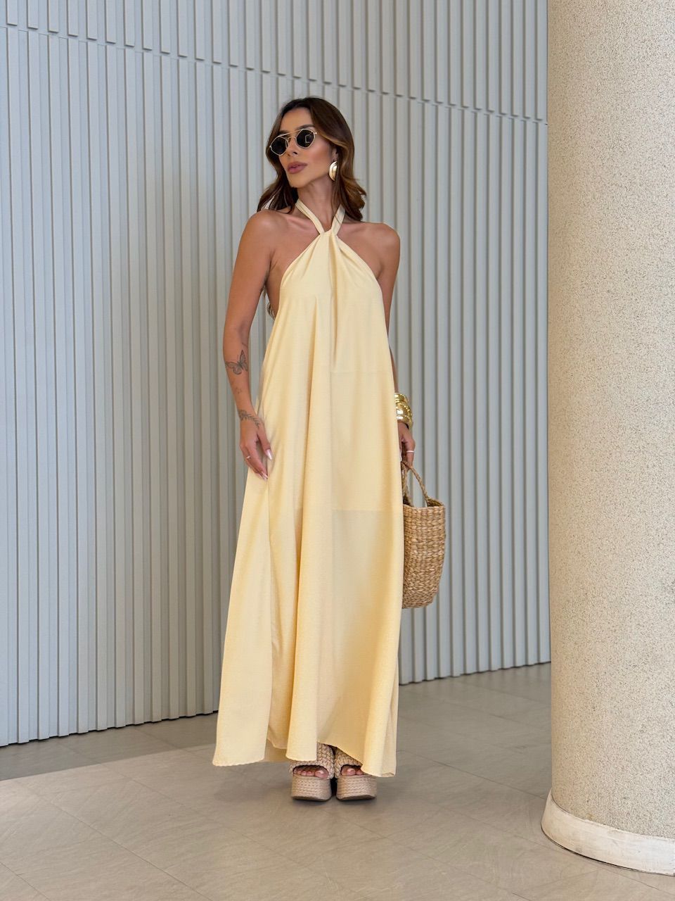 VESTIDO HANNA LONGO YELLOW BUTTER