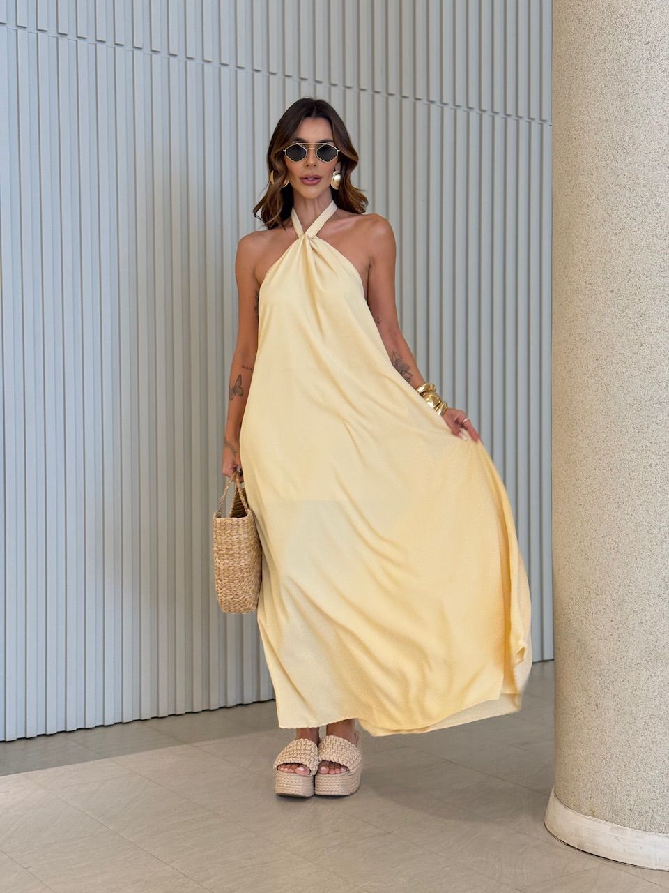 VESTIDO HANNA LONGO YELLOW BUTTER