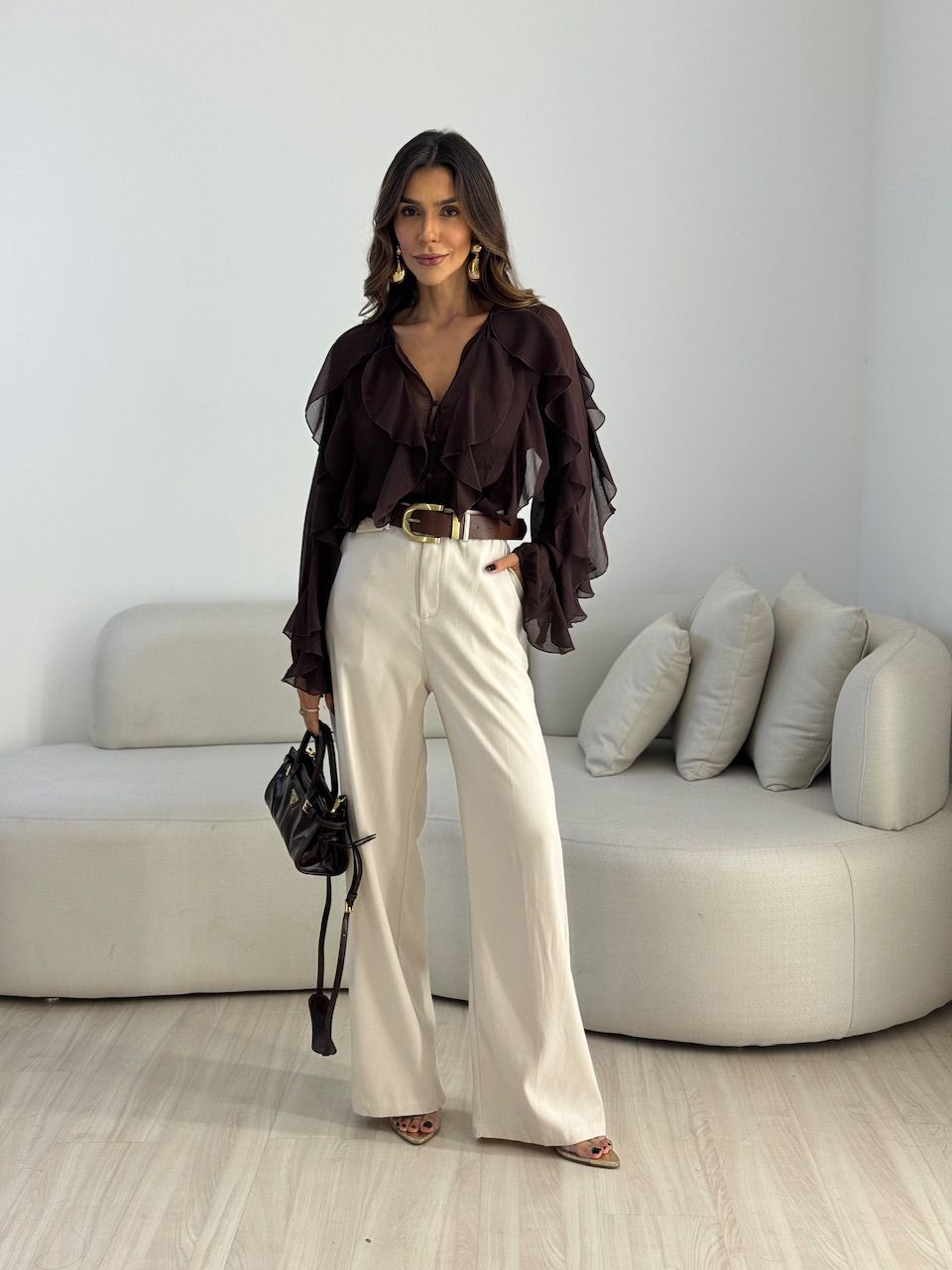 CALÇA MARIA FLOR LENÇO AREIA