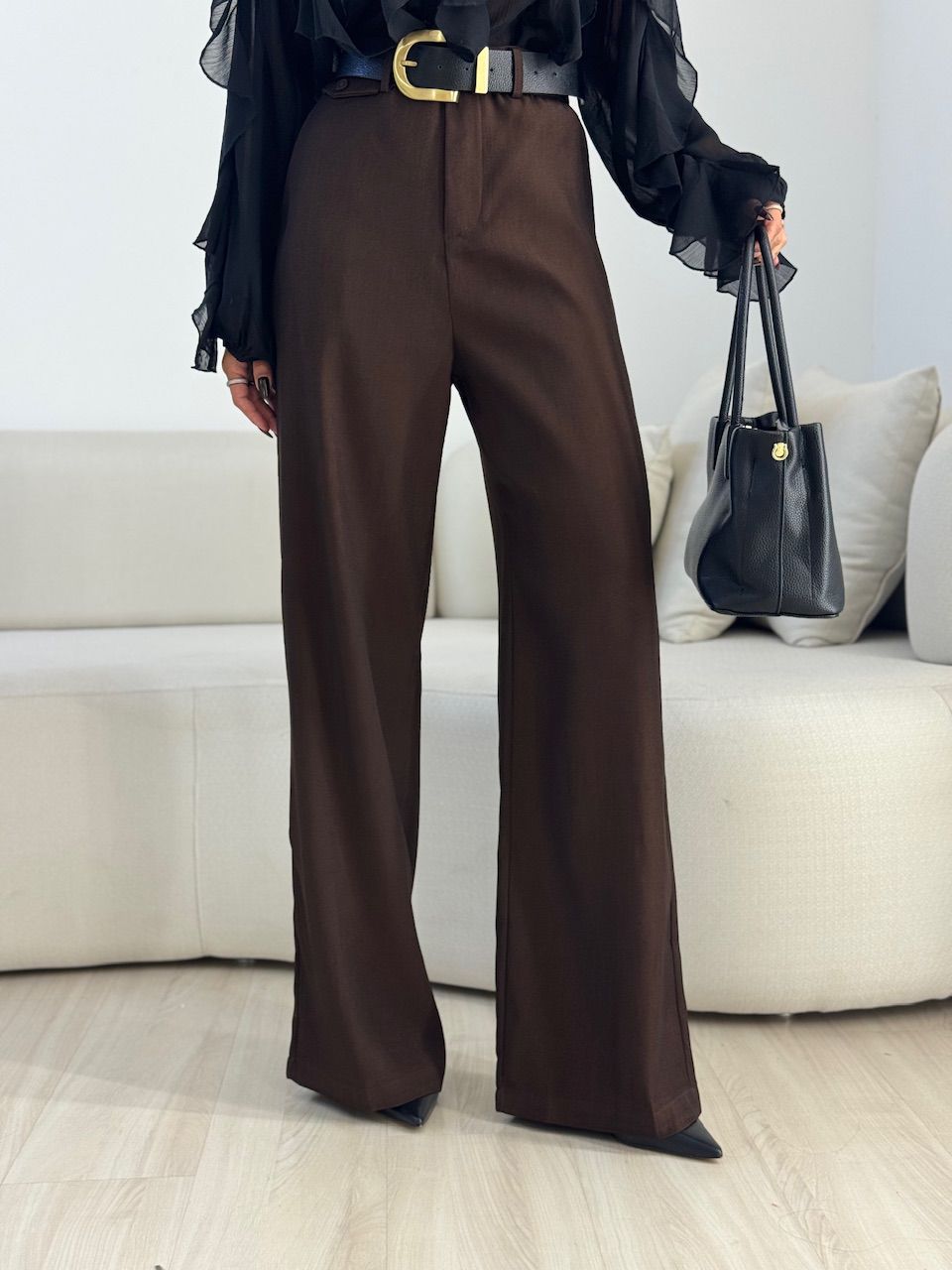 CALÇA MARIA FLOR LENÇO MARROM - 0073580054 - CAROLLA FERRARO