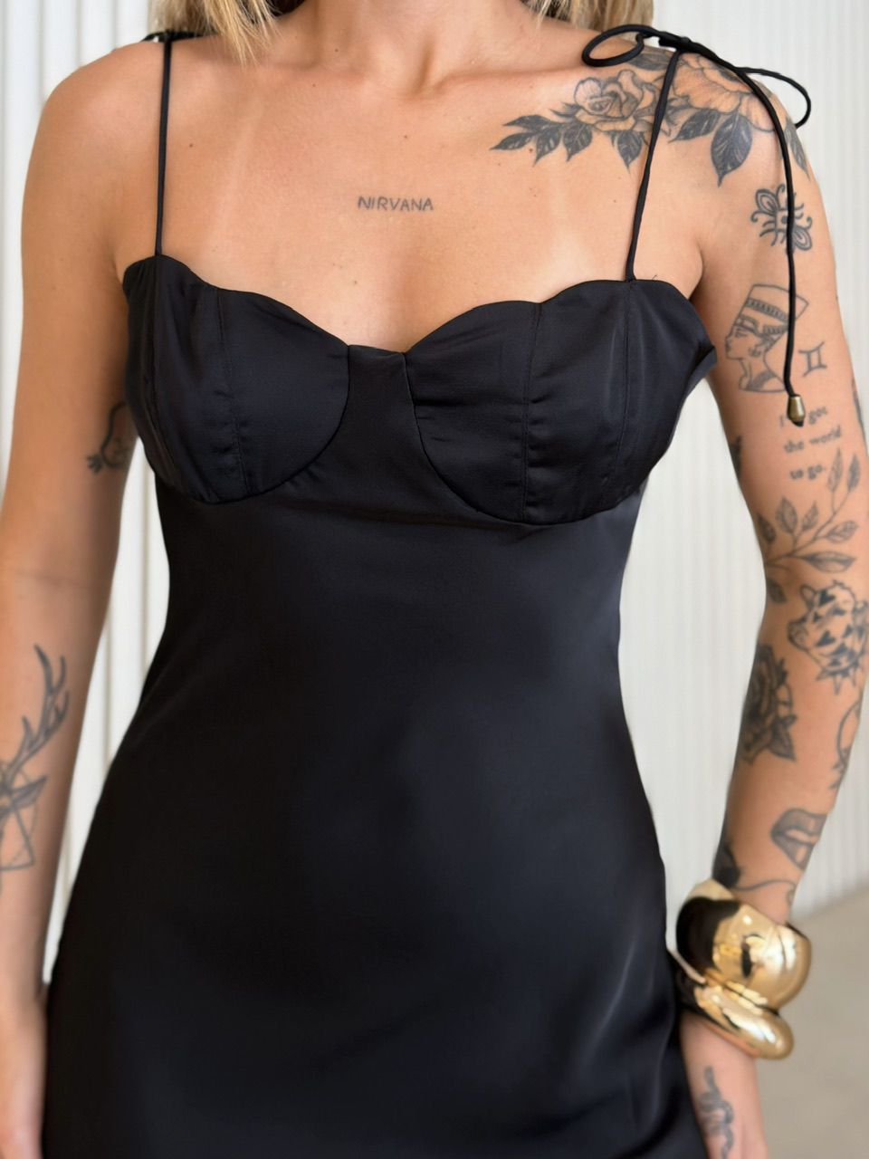 VESTIDO CRISTIANE ACETINADO PRETO