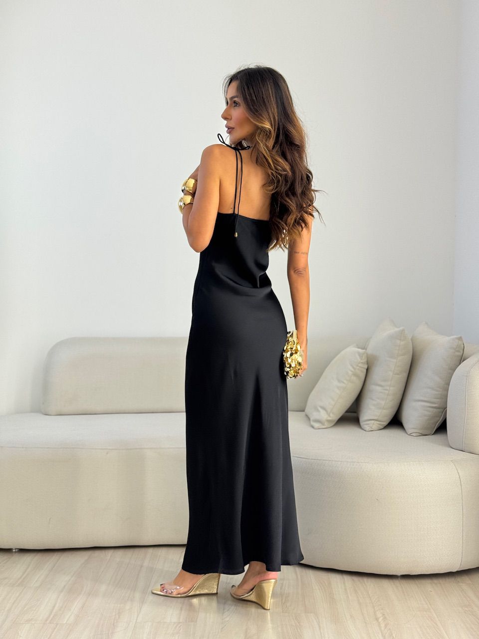 VESTIDO CRISTIANE ACETINADO PRETO