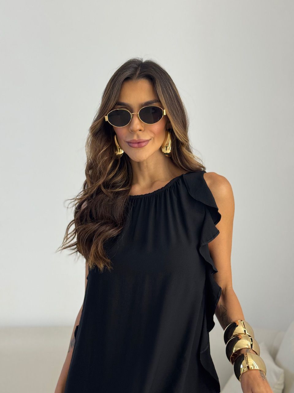 VESTIDO LAUANE BABADO PRETO