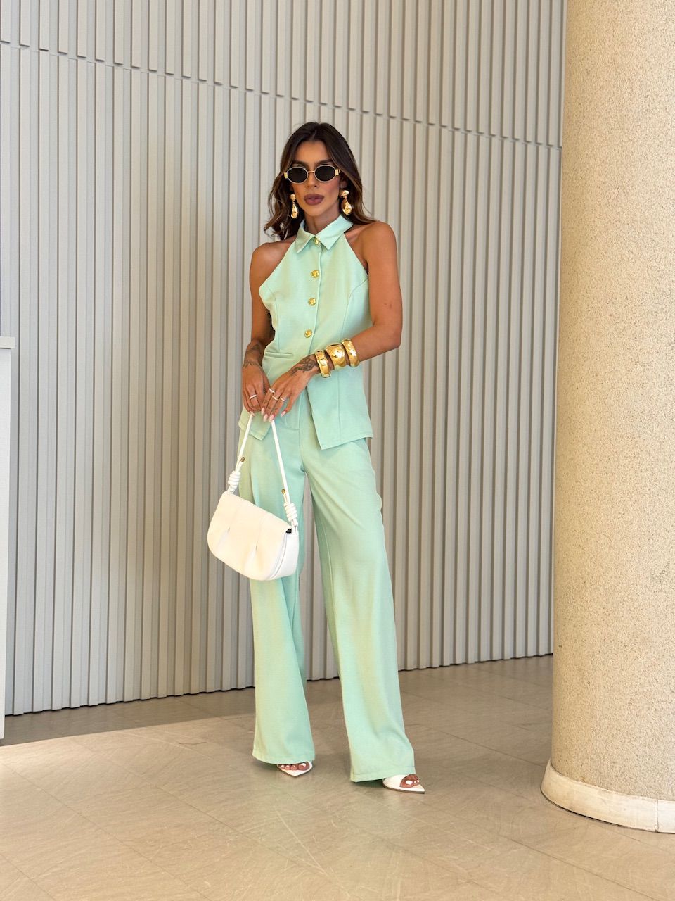 CONJUNTO LÍDIA GOLA VERDE - 0074450014 - CAROLLA FERRARO