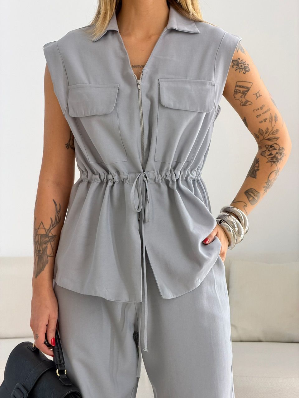 CONJUNTO ANTONELA COLETE CARGO CINZA