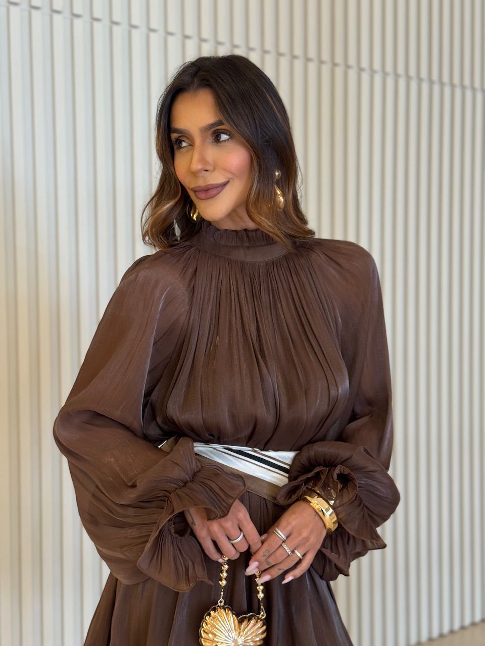 VESTIDO ANTÔNIA CINTO CAFÉ