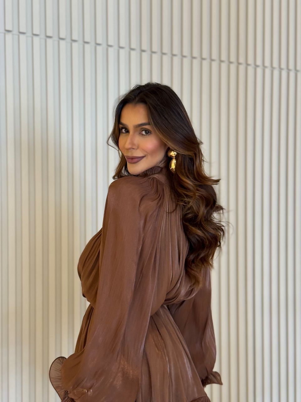 VESTIDO ANTÔNIA CINTO MARROM