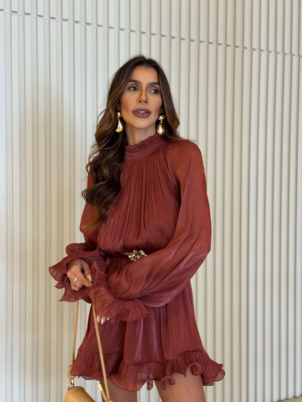 VESTIDO ANTÔNIA CINTO TERRA COTA 