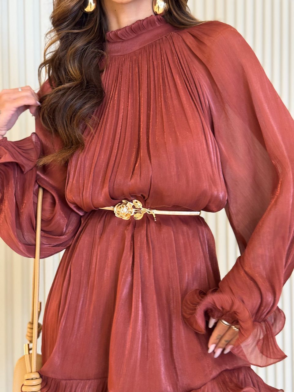 VESTIDO ANTÔNIA CINTO TERRA COTA 