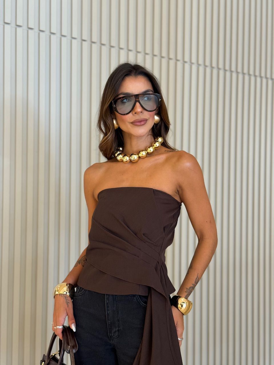 BLUSA SAMANTA TOMARA QUE CAIA CAFÉ