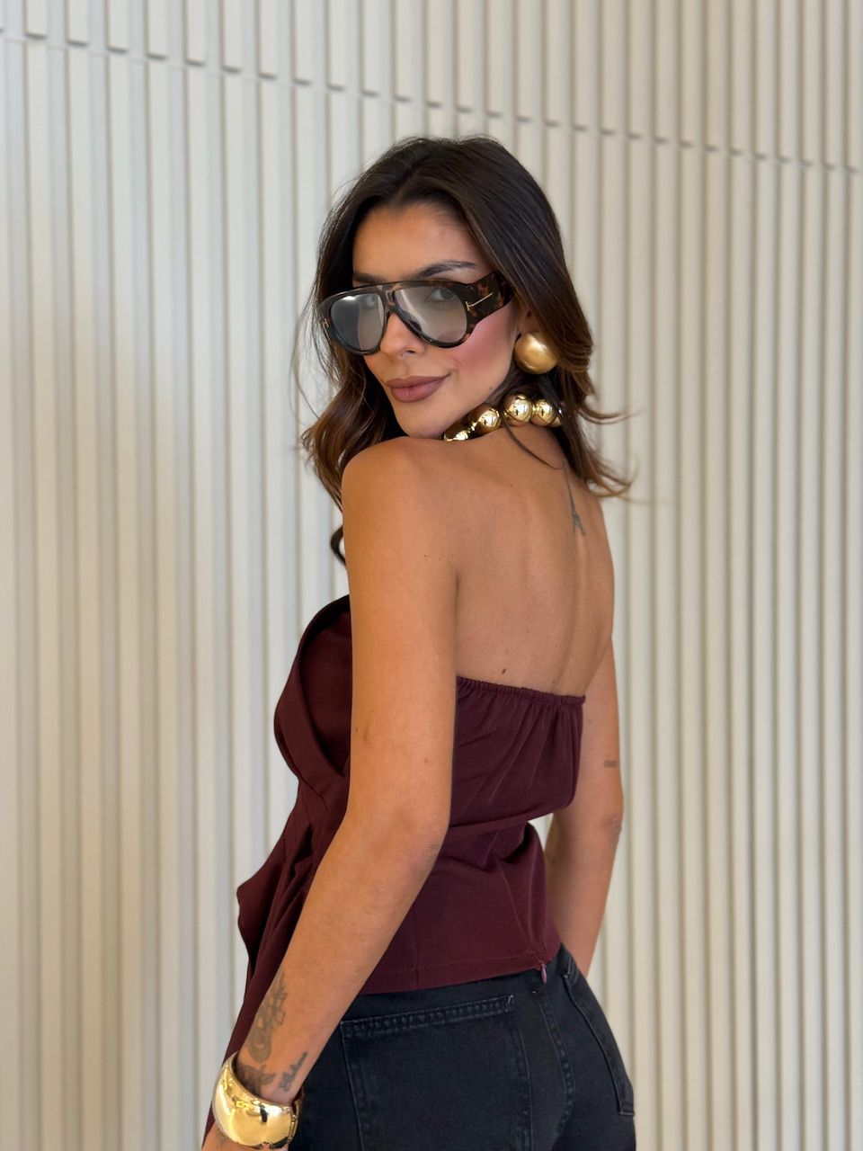 BLUSA SAMANTA TOMARA QUE CAIA VINHO