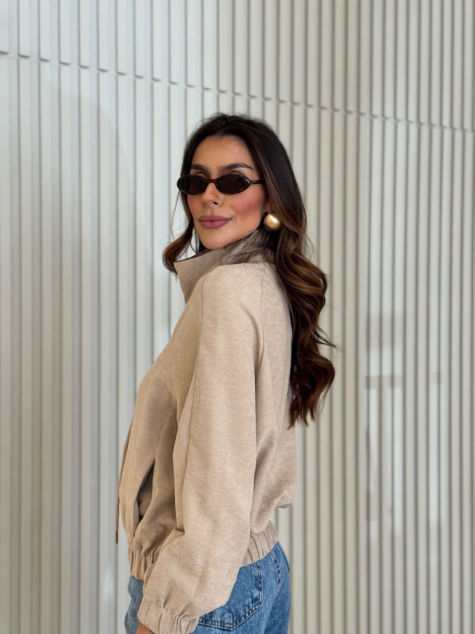 JAQUETA AURORA ZÍPER AREIA