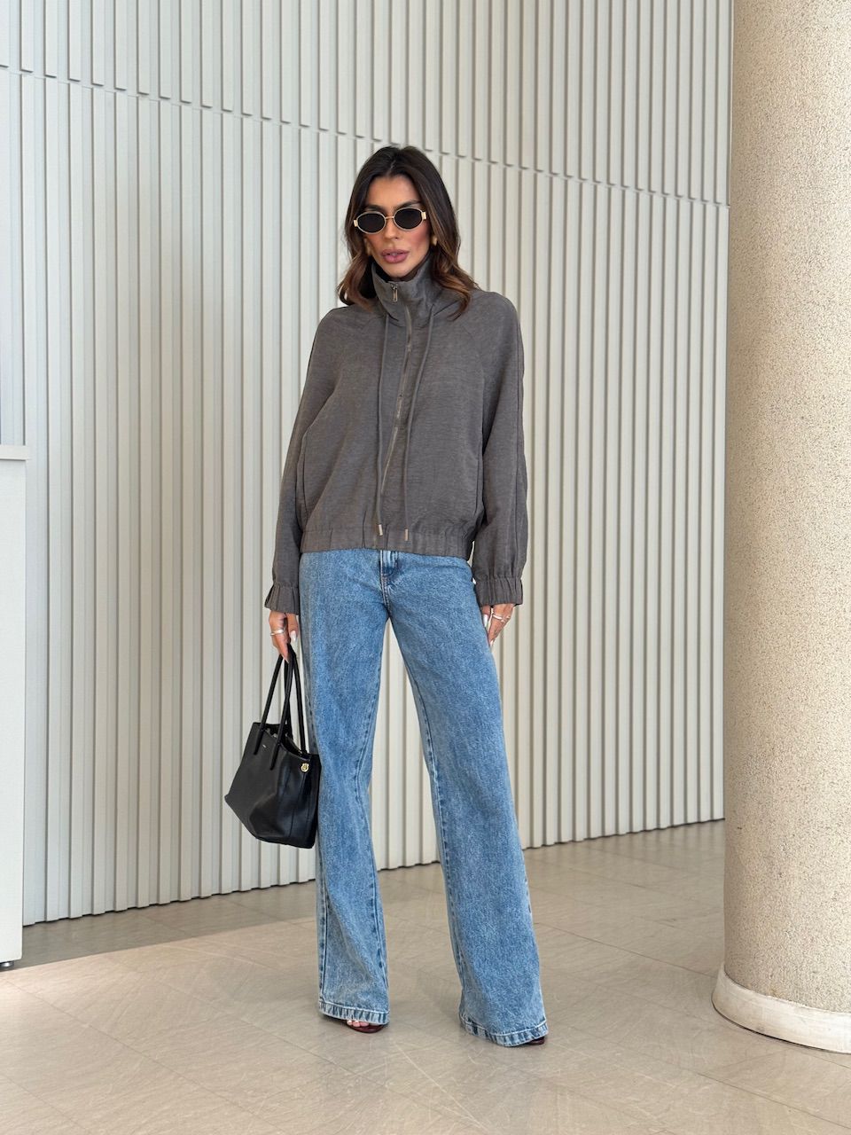 JAQUETA AURORA ZÍPER GRAFITE