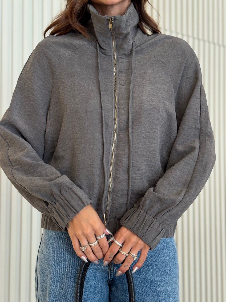 JAQUETA AURORA ZÍPER GRAFITE