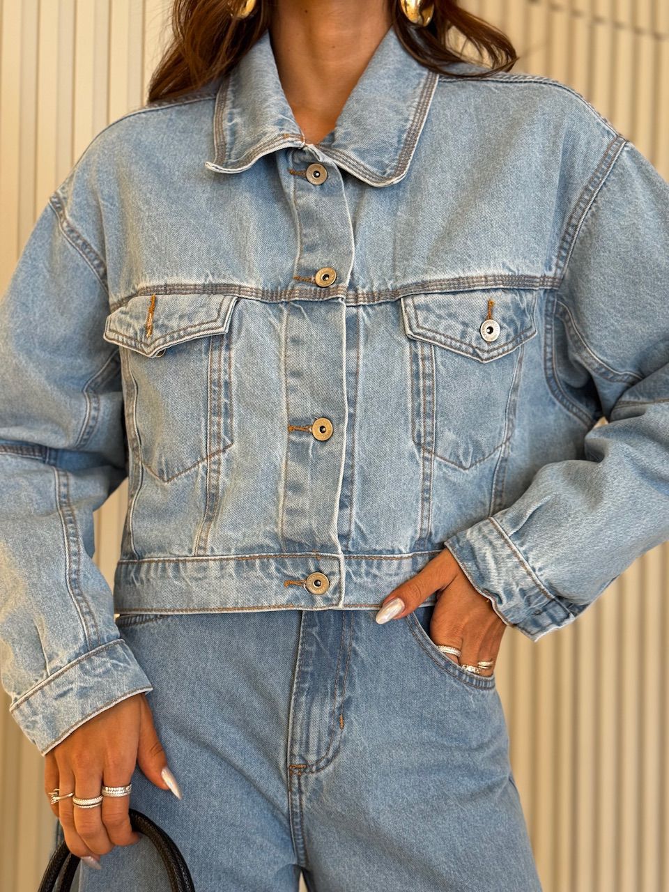 JAQUETA IVETE OVER JEANS CLARO