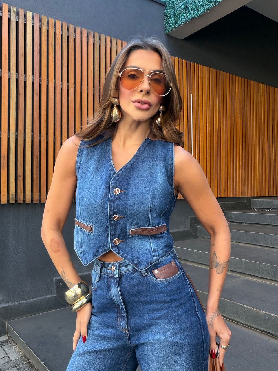 COLETE ANA FLORA BOLSO PU JEANS ESCURO - 007793007 - CAROLLA FERRARO