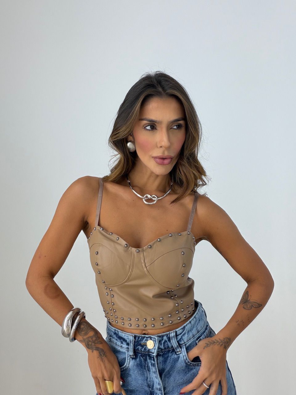 CROPPED BELLA COURO FAKE NUDE