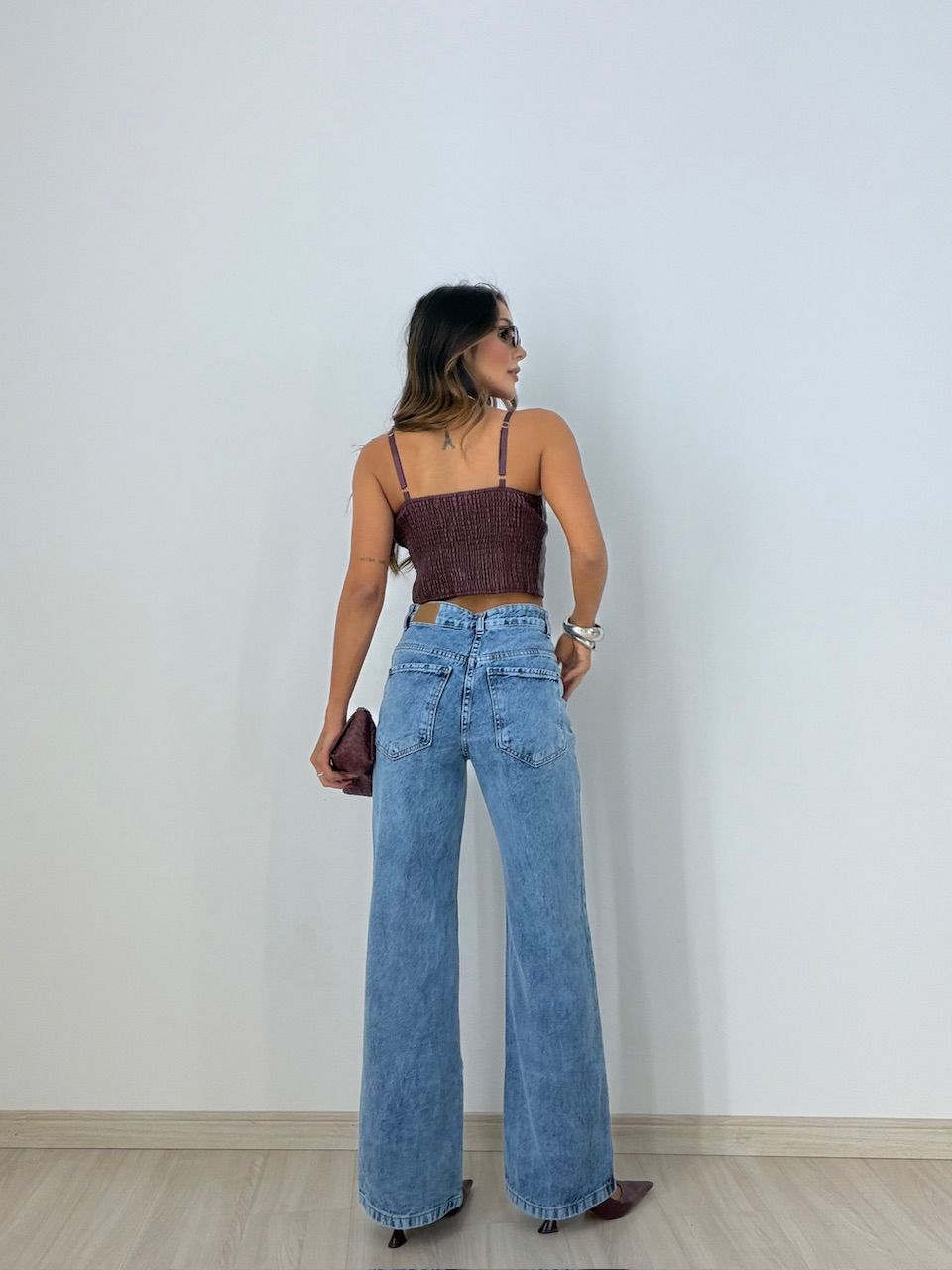 CROPPED BELLA COURO FAKE VINHO