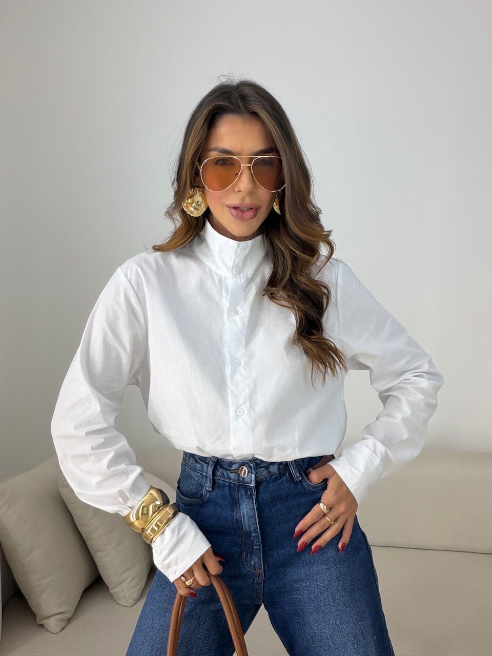 CAMISA MARIA FLOR BASIC OFF - 0077980048 - CAROLLA FERRARO