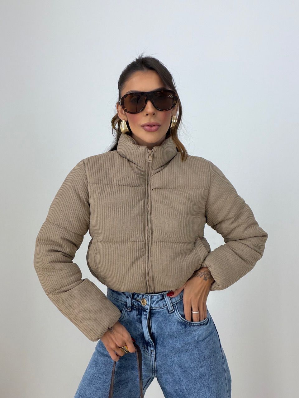 PUFFER LINETE CANELADA NUDE