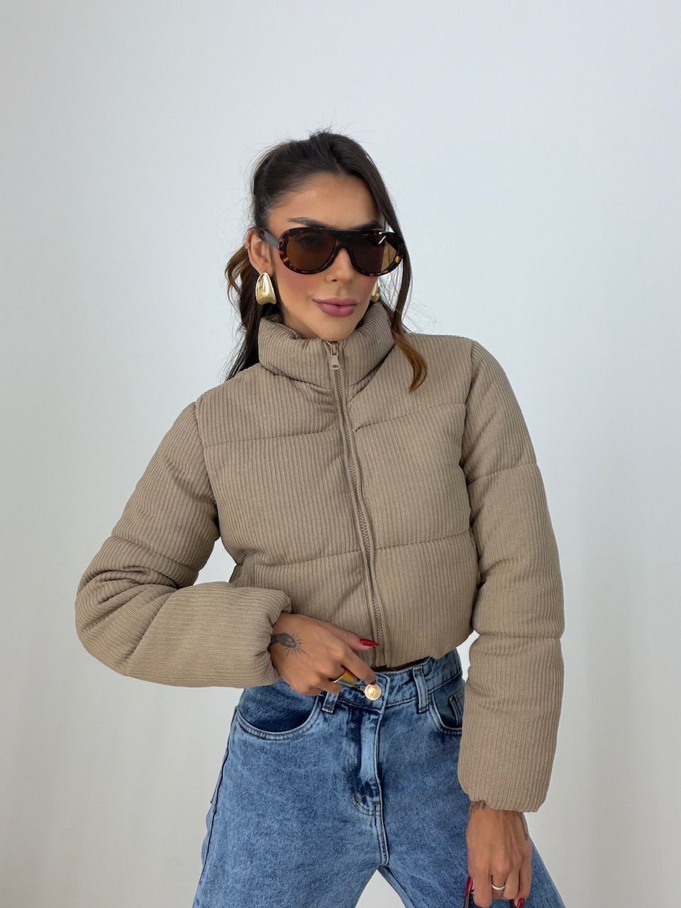 PUFFER LINETE CANELADA NUDE - 0077960049 - CAROLLA FERRARO
