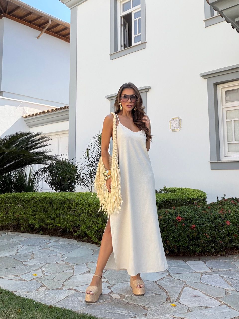 VESTIDO ELISE MIDI CRU - 0077940132 - CAROLLA FERRARO