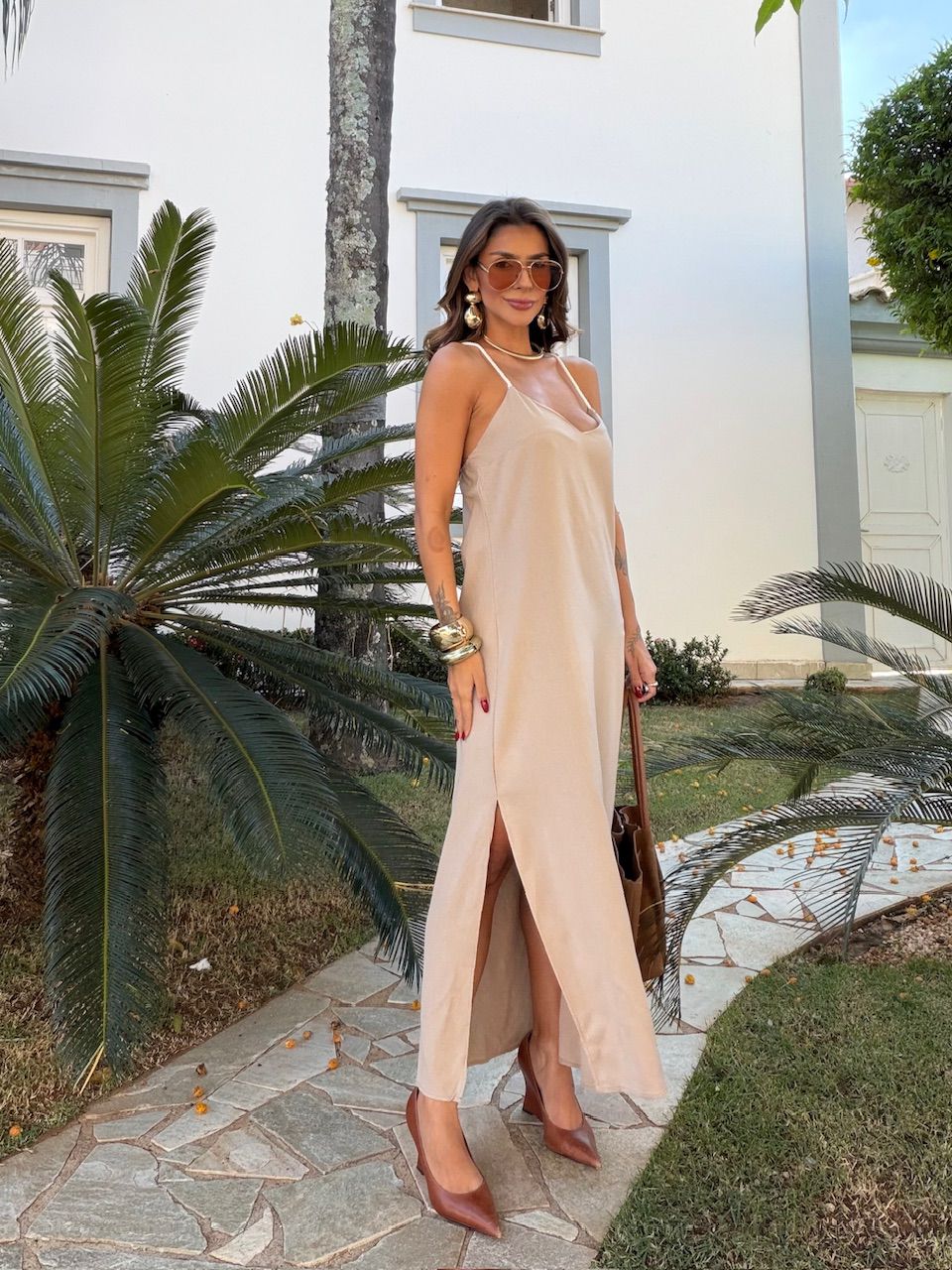 VESTIDO ELISE MIDI NUDE - 0077940049 - CAROLLA FERRARO