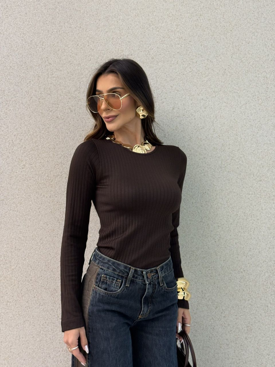 BLUSA SIMONE TÉRMICA CAFÉ