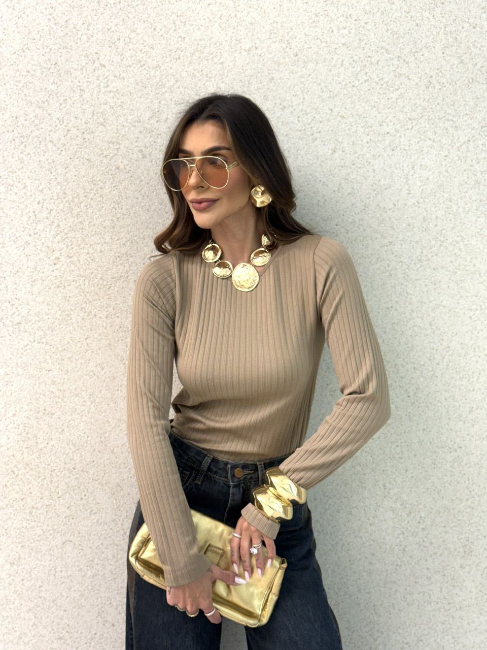 BLUSA SIMONE TÉRMICA CAQUI