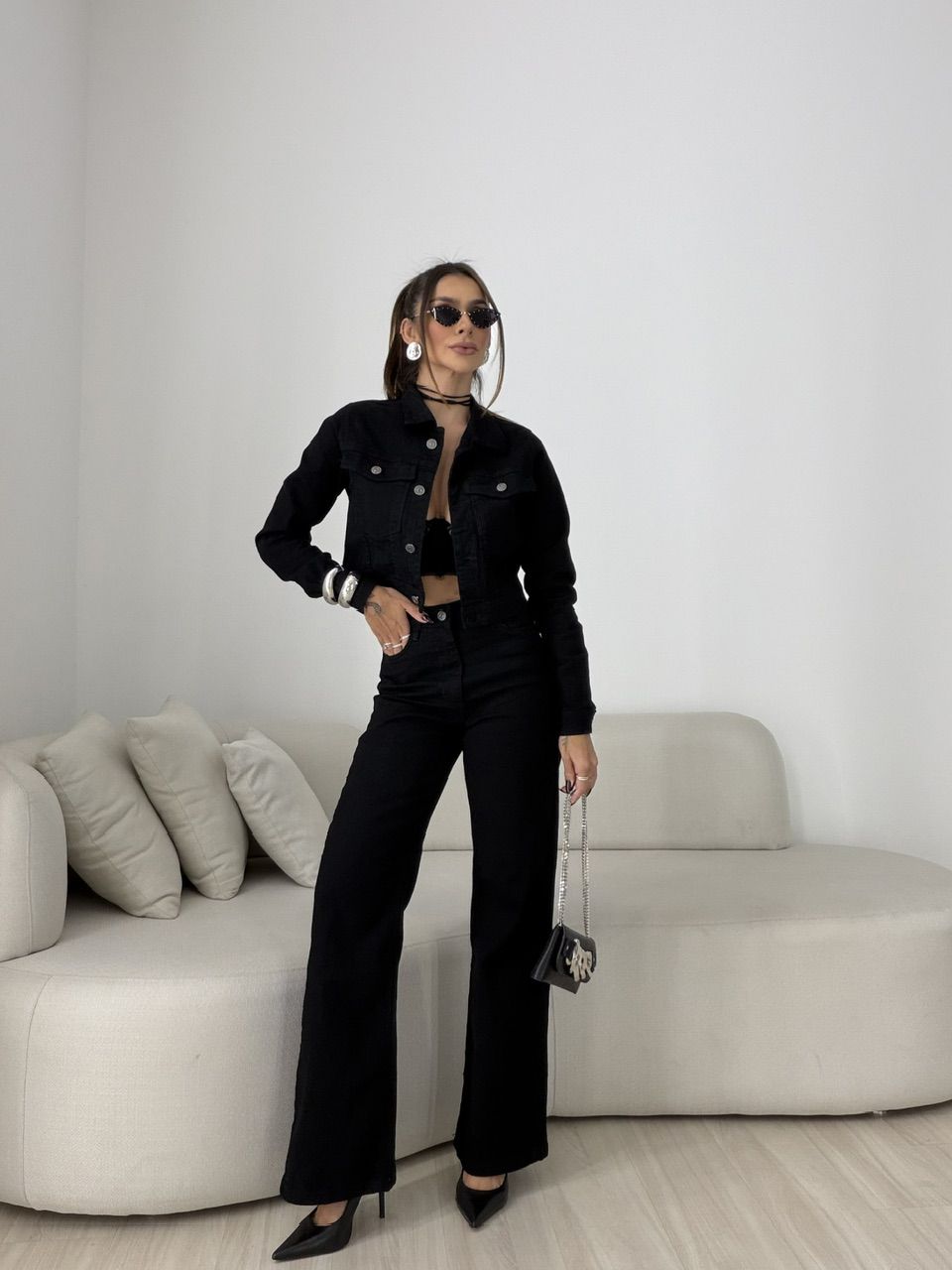 CALÇA MARCELA COTELÊ PRETA