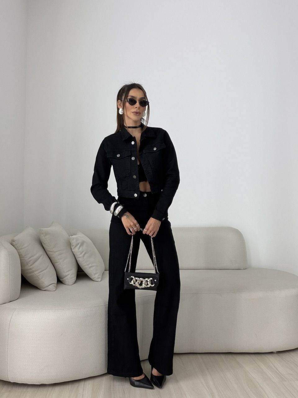 CALÇA MARCELA COTELÊ PRETA