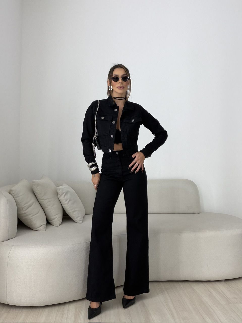 CALÇA MARCELA COTELÊ PRETA