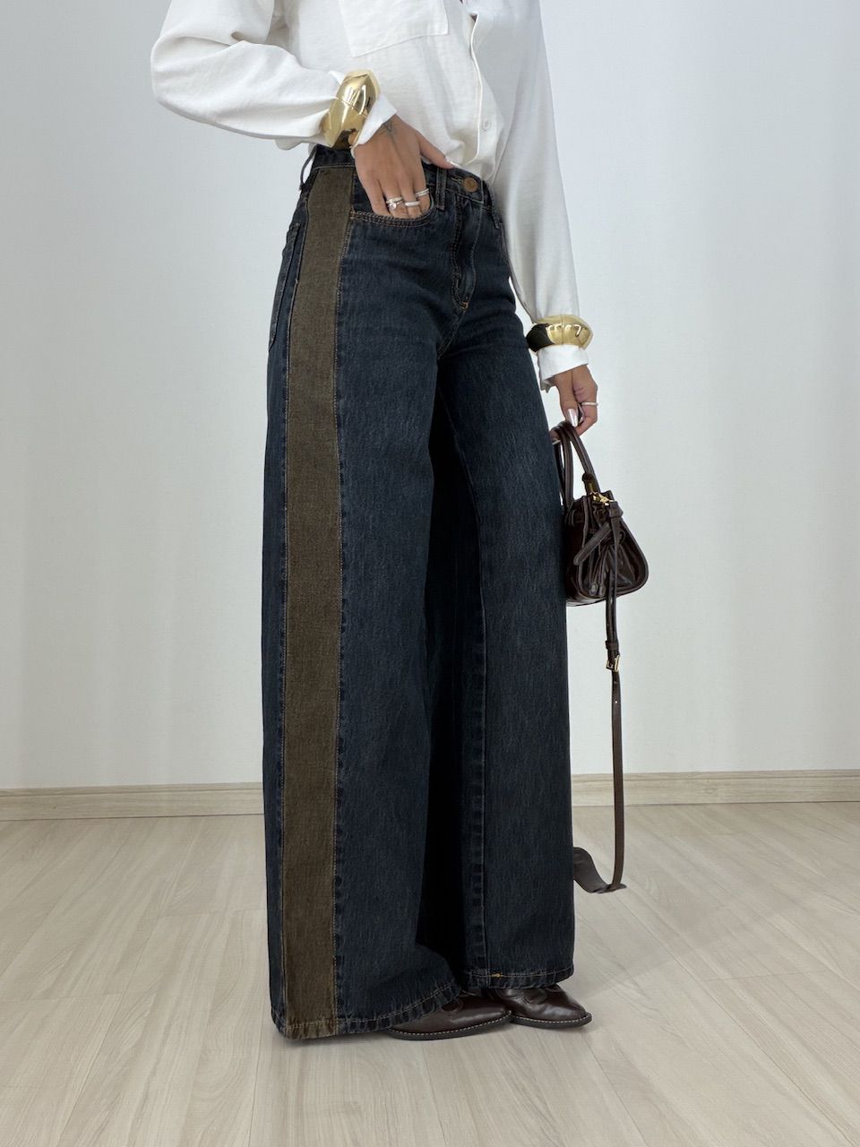 CALÇA MONIQUE WIDE LEG JEANS ESCURO