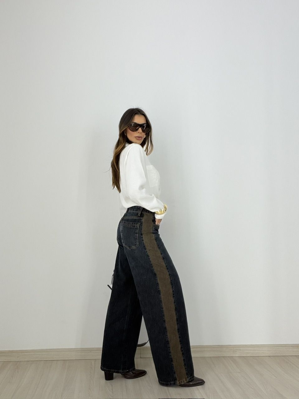 CALÇA MONIQUE WIDE LEG JEANS ESCURO