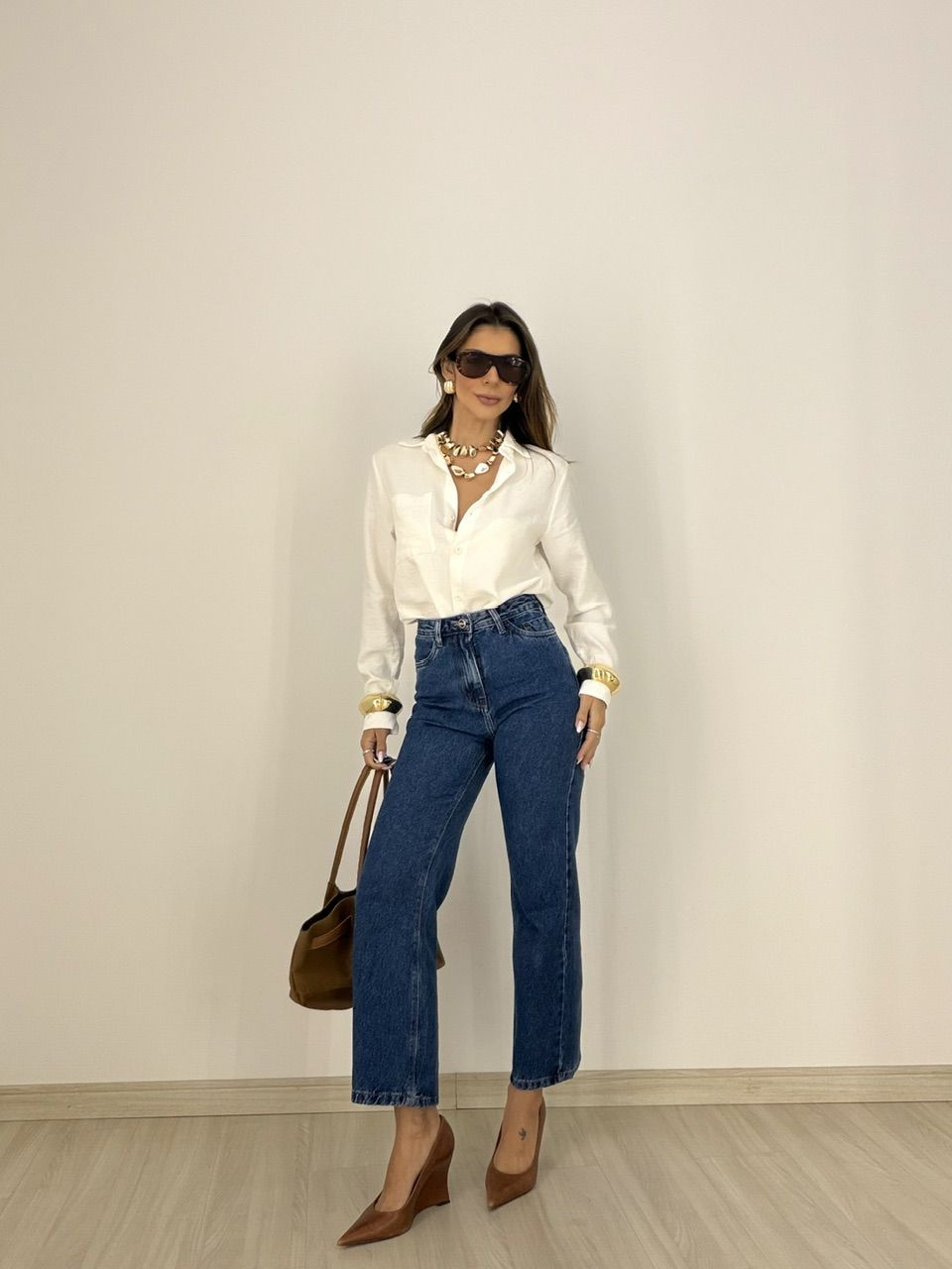CALÇA RITA BOLSOS COTELÊ JEANS ESCURO