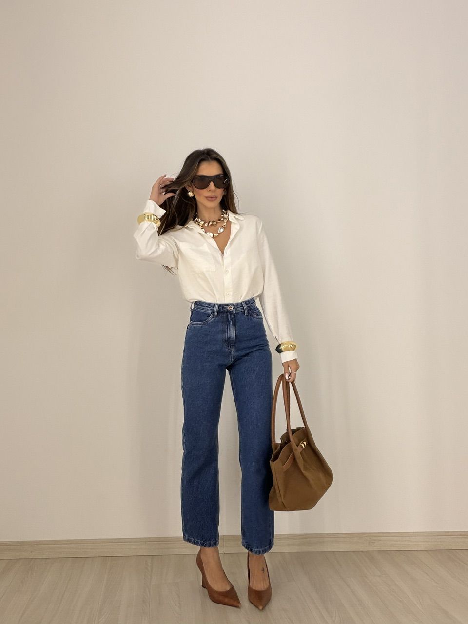 CALÇA RITA BOLSOS COTELÊ JEANS ESCURO