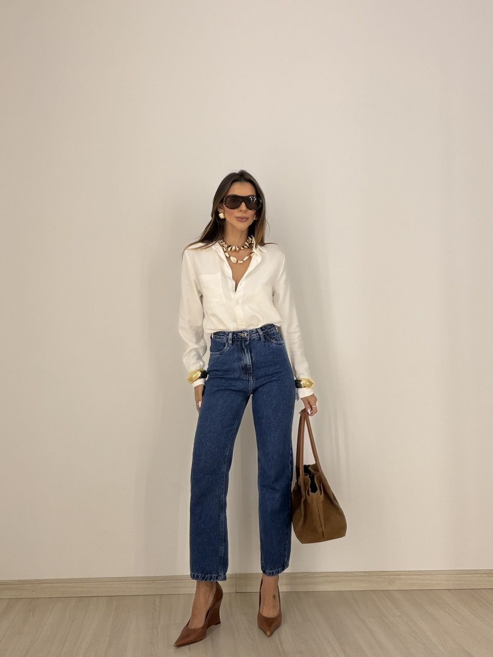 CALÇA RITA BOLSOS COTELÊ JEANS ESCURO
