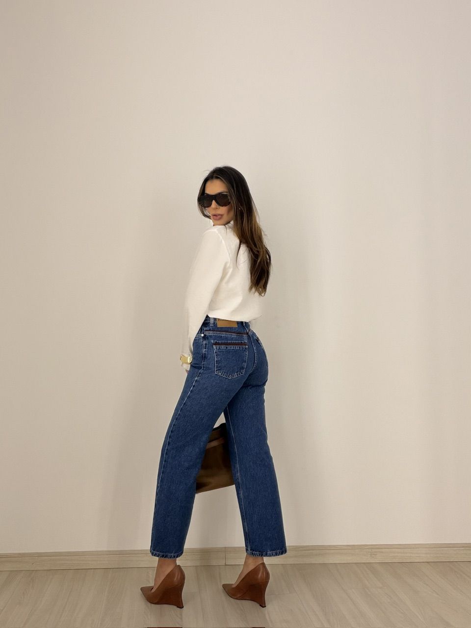 CALÇA RITA BOLSOS COTELÊ JEANS ESCURO