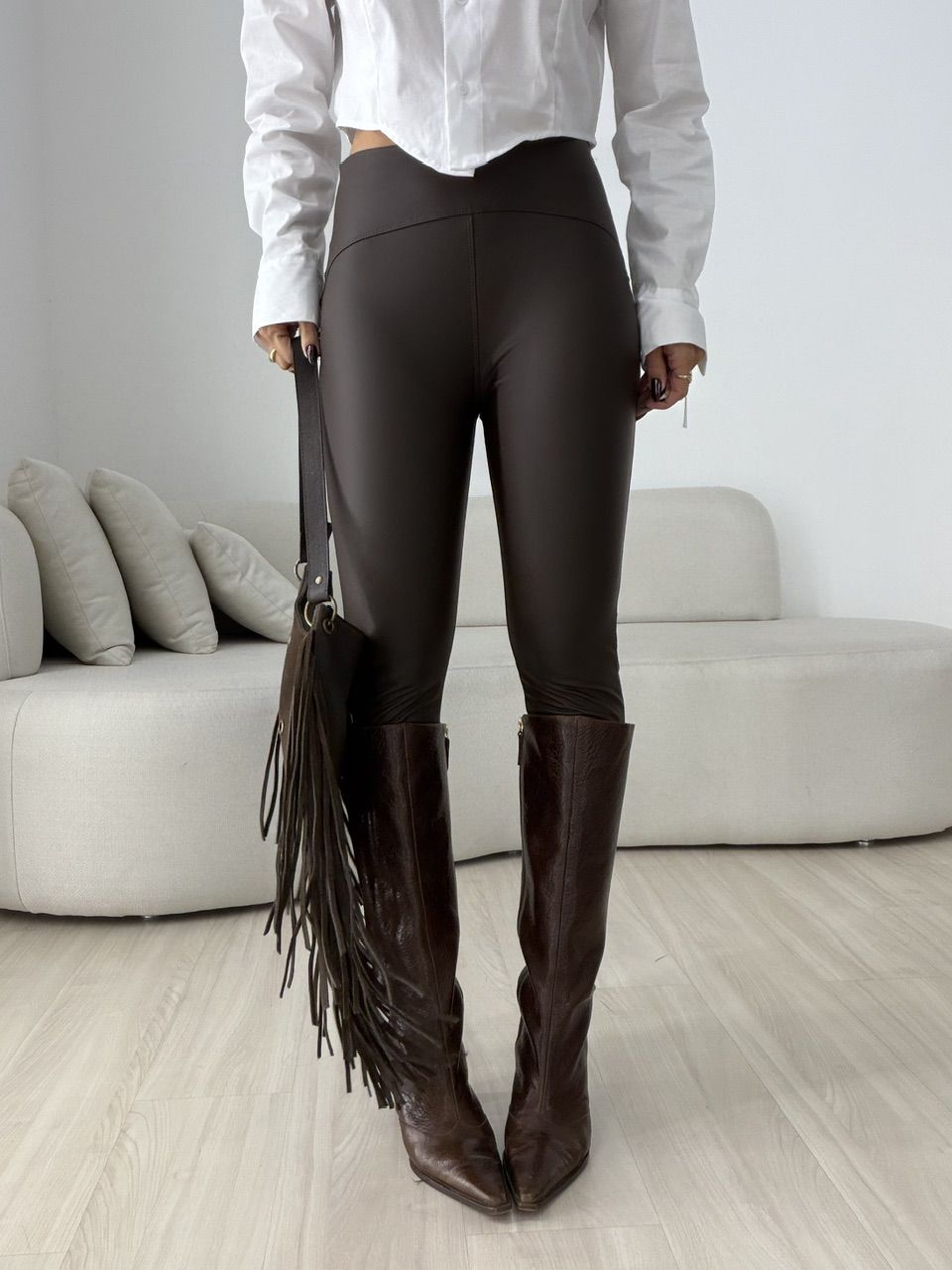 CALÇA TATIANA PU CAFÉ