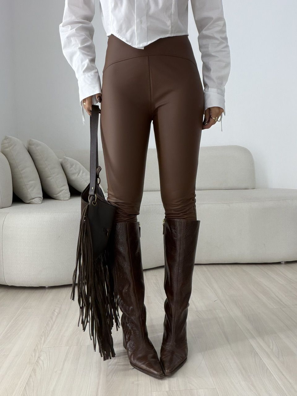 CALÇA TATIANA PU MARROM - 0078700054 - CAROLLA FERRARO