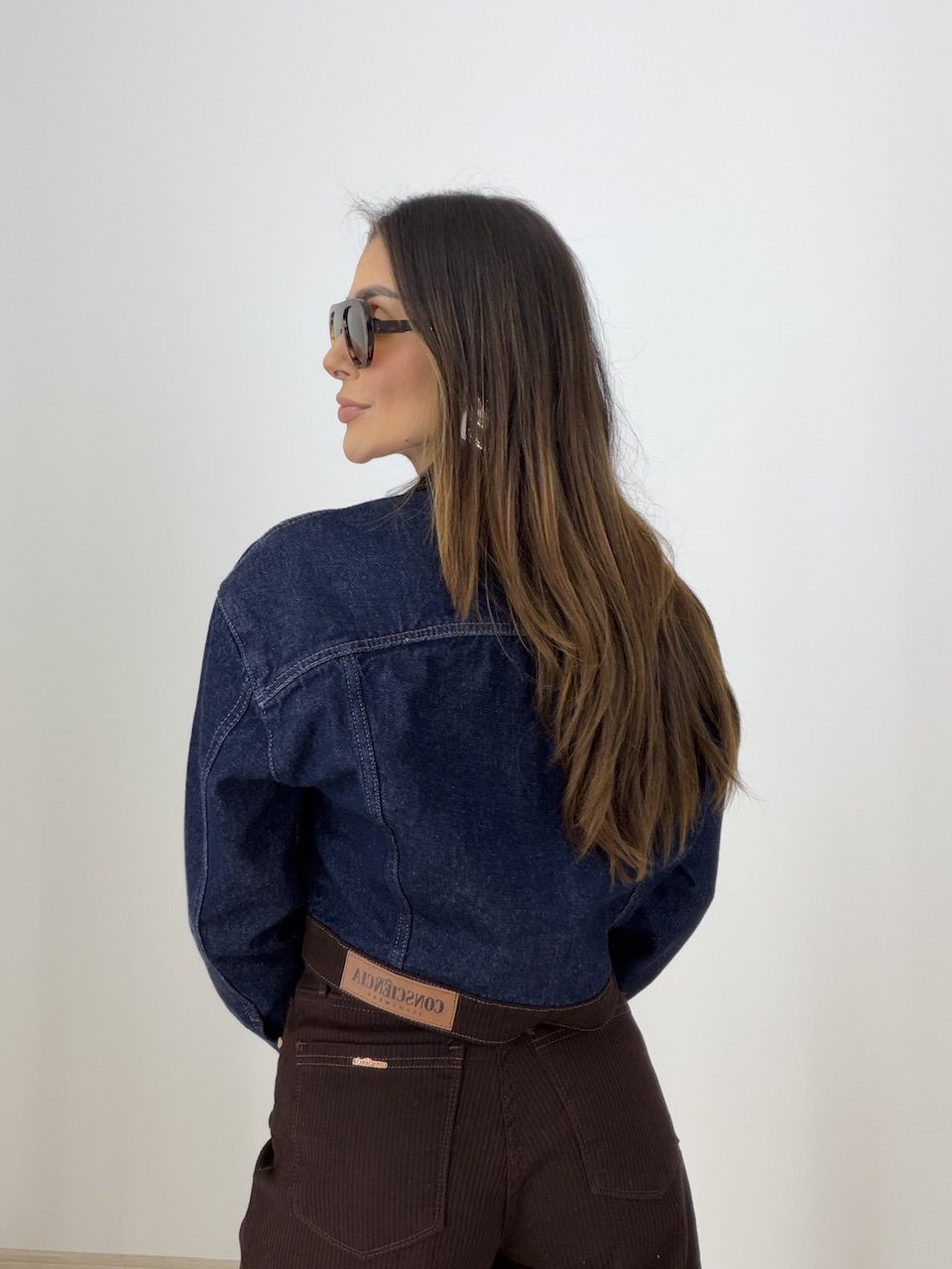 JAQUETA BIA BOLSOS JEANS ESCURO