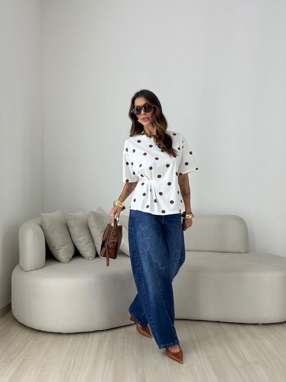BLUSA ARIEL POÁ OFF/MARROM